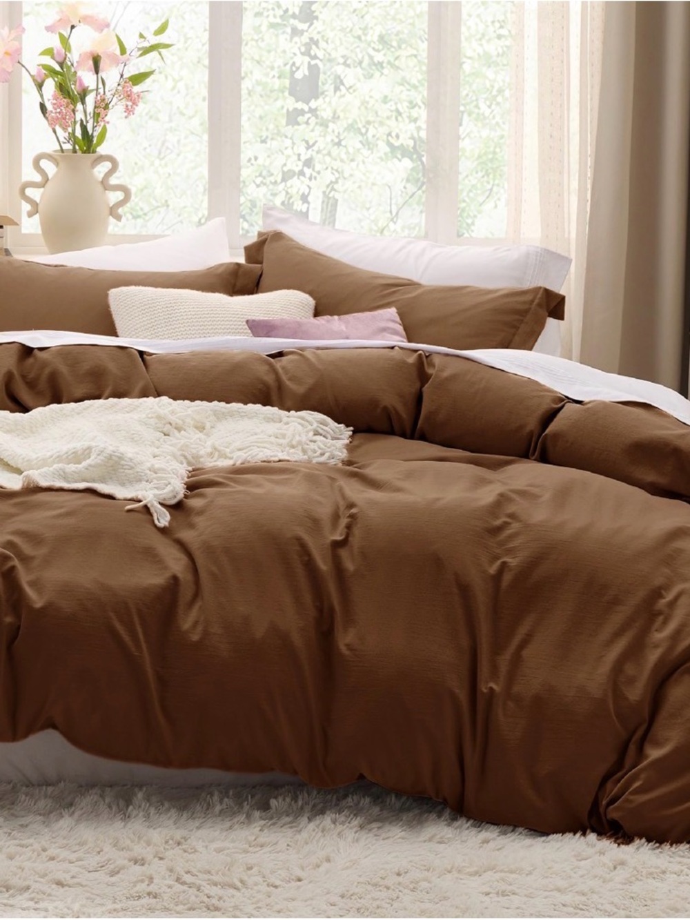 Cozy Solid Brown King size Duvet  Set  3 peices - Plush Home Bedding